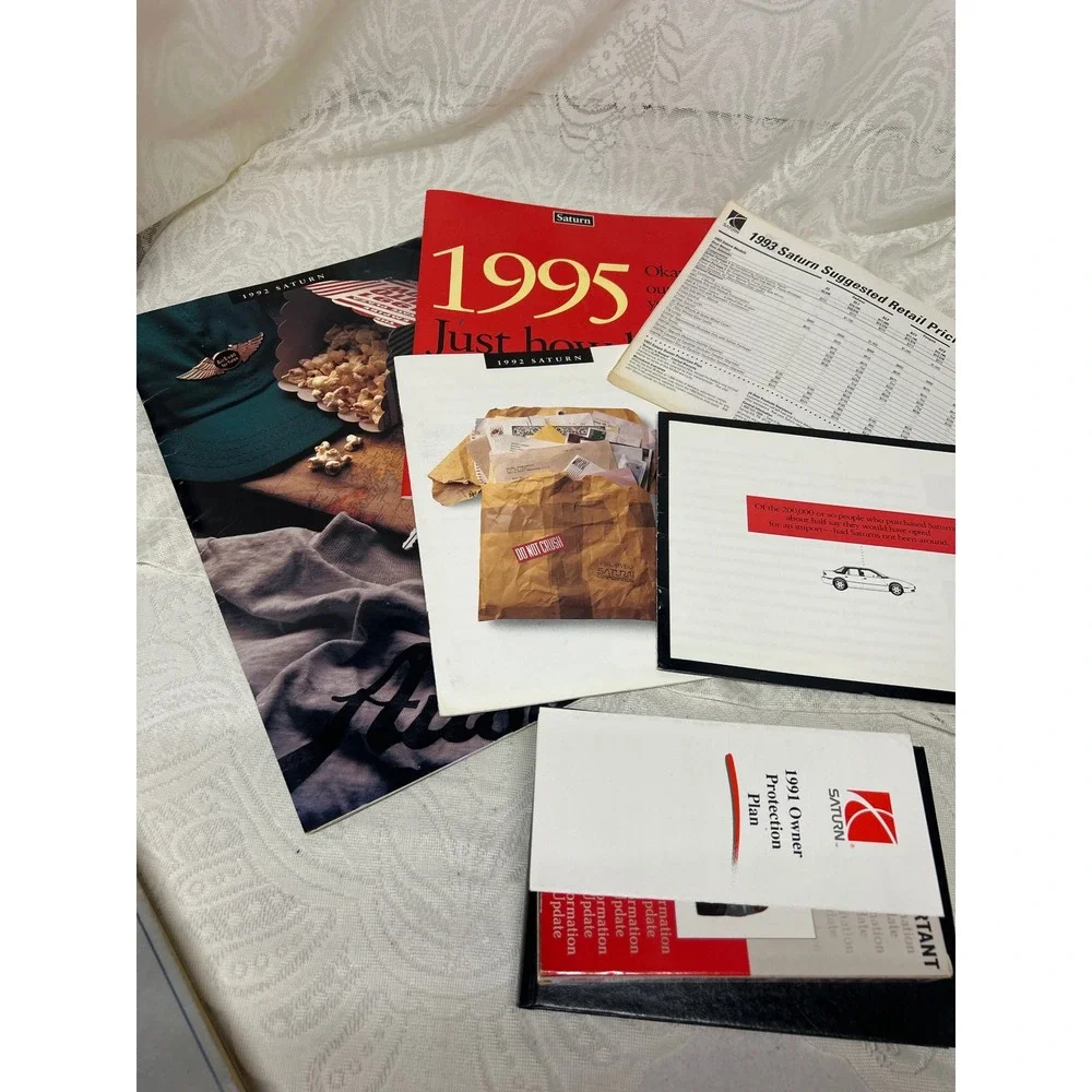 Vintage 1991-1996 Saturn Owners Manual Brochures Price List and VHS‎ Tape Lot